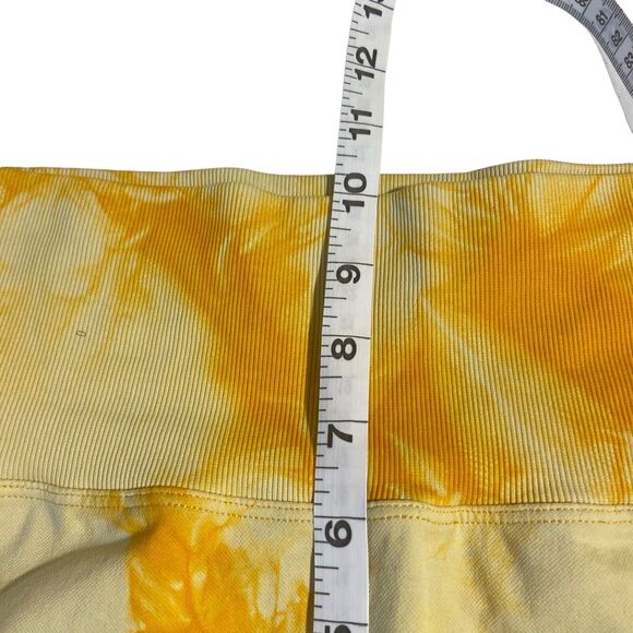 Yoga Trendy Allover Print Wideband Waist Sports Short Tie Die Yellow W26 - Picture 12 of 12